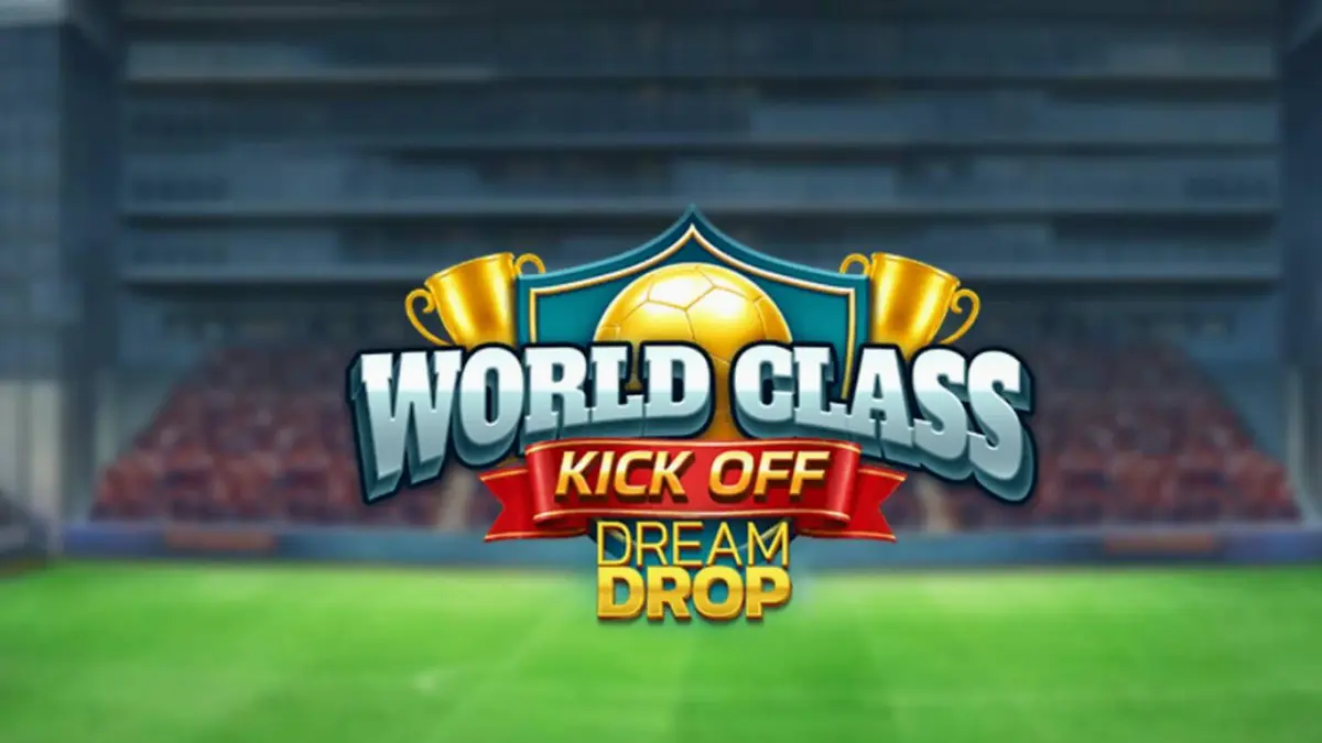 Interface do jogo World Class Kick Off Dream Drop com tema de estádio retrô