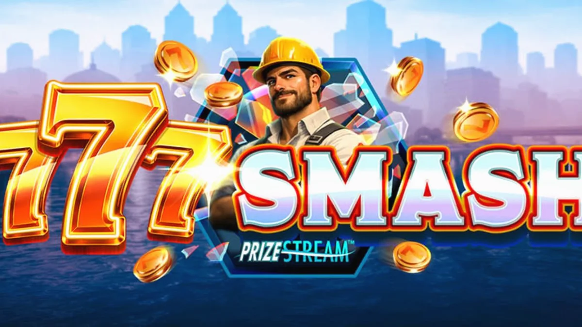 Interface do slot 777 Smash com tema industrial e bola de demolição